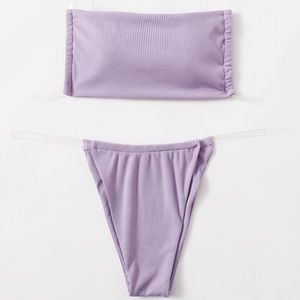 NWT Romwe clear strap purple bikini